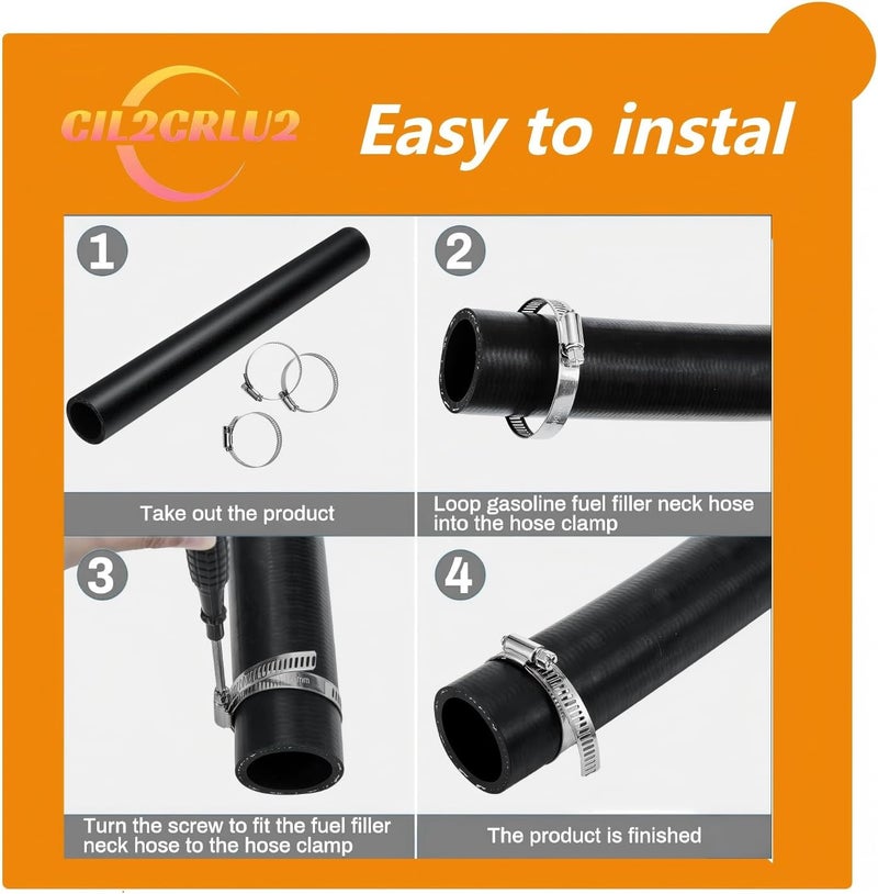 Cil2Crlu2 1 1/2" ID Gasoline Fuel Filler Neck Hose with 4 Clamps - (Straight, 1 1/2" ID, 15 7/8" Long) - Image 4